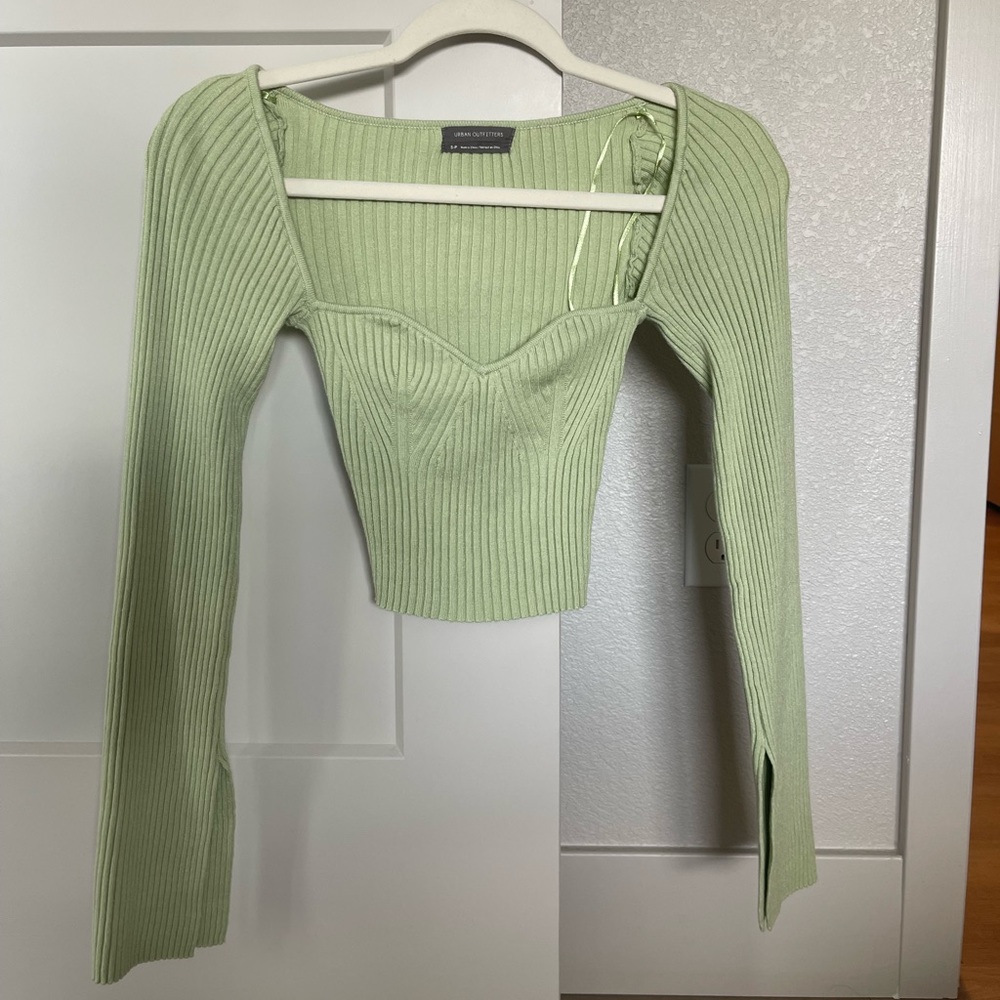 Urban Outfitters long sleeve green cropped sweater